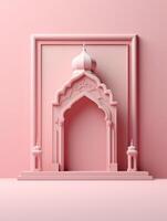 islamique mignonne 3d mosquée pour Ramadan et eid salutation Contexte ai génératif photo