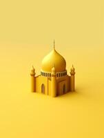 islamique mignonne 3d mosquée pour Ramadan et eid salutation Contexte ai génératif photo