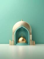 islamique mignonne 3d mosquée pour Ramadan et eid salutation Contexte ai génératif photo