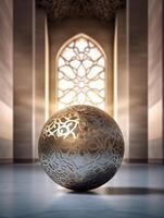 islamique mignonne 3d mosquée pour Ramadan et eid salutation Contexte ai génératif photo