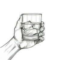 verre main en portant whisky ai généré photo