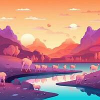 mouton dans le rivière conception coloré Contexte photo