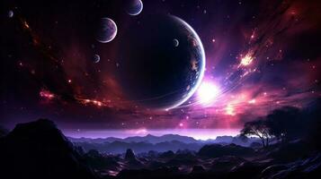 espace planète violet lumière illustration photo