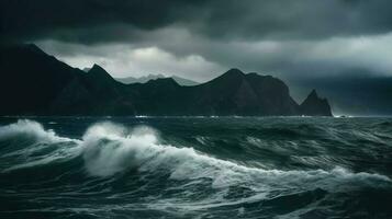 vague avec Montagne paysage photographier illustration photo