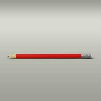 rouge crayon grand Taille avec la gomme outil isolé sur gris Contexte. photo