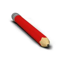 rouge crayon grand Taille avec la gomme outil isolé sur gris Contexte. photo