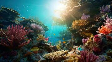 sous-marin scène avec corail récif photo