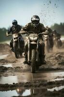 motocross course dans boueux saleté arène ,génératif ai photo