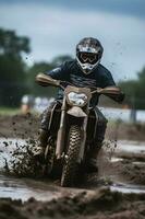 motocross course dans boueux saleté arène ,génératif ai photo