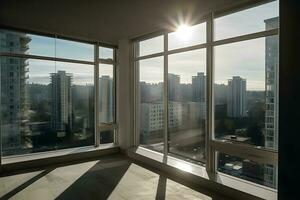 vue de Urbain bâtiments de appartement fenêtre ,génératif ai photo