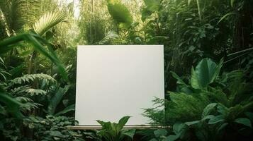 vide blanc bannière avec moquer en haut espace blanc de enseigne sur les plantes mur espace pour texte photo