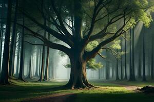 le étourdissant paysage de le ancien des arbres. génératif ai. photo