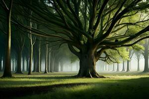 le étourdissant paysage de le ancien des arbres. génératif ai. photo