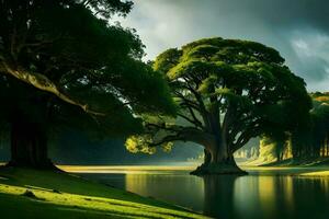 le étourdissant paysage de le ancien des arbres. génératif ai. photo