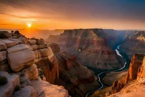 d'or grandiose canyon la photographie avec le coucher du soleil. génératif ai. photo