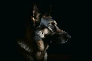 portrait de une mignonne allemand berger chien établi avec génératif ai technologie. photo