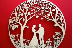mariage décoration papier Couper établi avec génératif ai technologie. photo