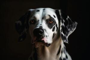 portrait de une mignonne dalmatin chien établi avec génératif ai La technologie photo