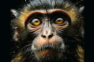 une proche en haut portrait de fascinant singe la photographie établi avec génératif ai La technologie photo