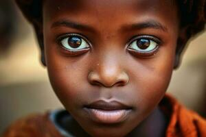un africain enfant portrait établi avec génératif ai technologie. photo
