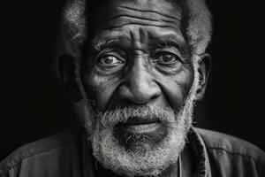 un vieux noir homme portrait établi avec génératif ai technologie. photo