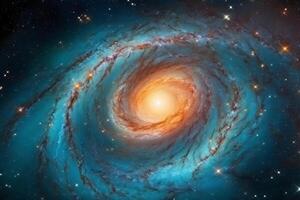 le cosmos se déroule, télescope cadres une étourdissant spirale galaxie ai généré photo