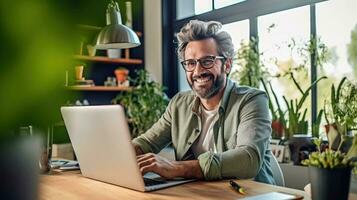 une souriant homme d'affaire généré ai photo