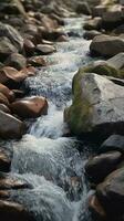 cascade sur paroi rocheuse fond d'écran Contexte. ai généré, photo