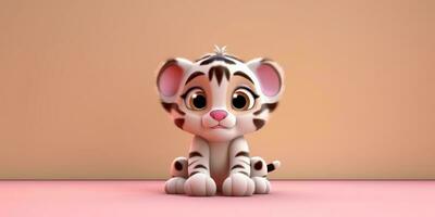 bébé tigre mignonne animal argile dessin animé animation, ai généré photo