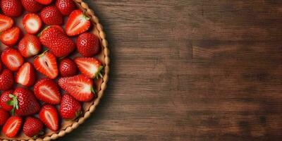 fraise tarte gâteau flou arrière-plan, ai générer et photo