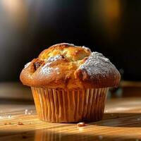 muffin Chocolat crème casse-croûte thé temps. ai généré photo