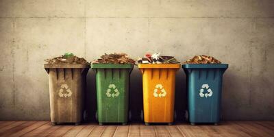 recycler poubelle se soucie le environnement et propreté, ai généré photo