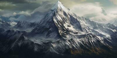 rocheux Montagne avec nuage scape Contexte. ai généré photo