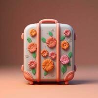 valise fleur modèle pour vacances et loisir Voyage destination, ai généré photo