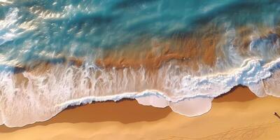 Naturel paysage de blanc le sable des plages et mer vagues, ai généré photo