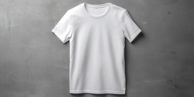 Hommes blanc Vide T-shirt modèle, Naturel forme pour votre conception maquette pour imprimer, isolé sur foncé Contexte photo