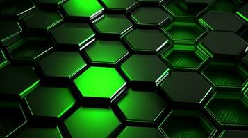 abstrait hexagonal La technologie hitech Contexte néon vert noir photo