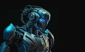 une robot avec une bleuté métallique finir, performant divers Tâches et mettant en valeur Avancée artificiel intelligence capacités. génératif ai photo