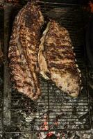 gril porc côtes barbecue , patagonie, Argentine photo