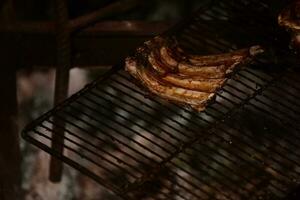 porc travers de porc barbecue , patagonie, Argentine photo