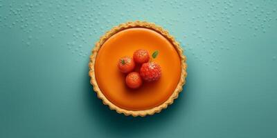 tarte Tarte Orange fruit gâteau dessert flou arrière-plan, ai générer et photo