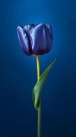 bleu tulipe fleur copie espace flou Contexte. ai généré photo