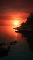 le coucher du soleil sur océan d'or heures Contexte. ai généré photo
