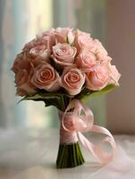 rose Rose fleur de mariée bouquet flou Contexte. ai généré photo