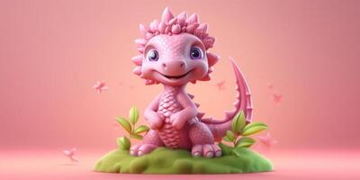 bébé dragon animal argile dessin animé animation, ai généré photo