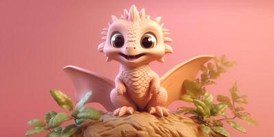 bébé dragon animal argile dessin animé animation, ai généré photo