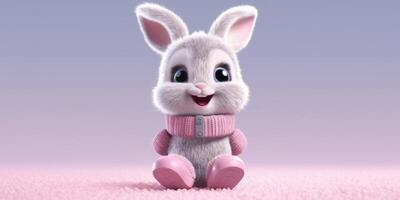 peu lapin avec sweat à capuche dessin animé animation, ai généré photo