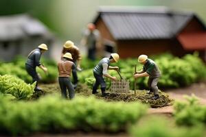 génératif ai illustration de miniature personnes, équipe agriculteur travail avec concept agriculture, affaires concept photo