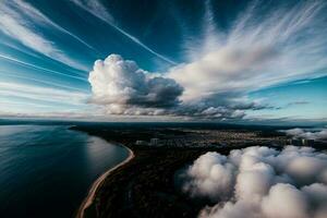 flottant dans le ciel. ai généré. photo