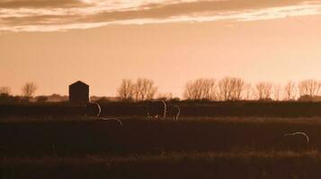 mouton dans rural le coucher du soleil paysage,patagonie,argentine photo